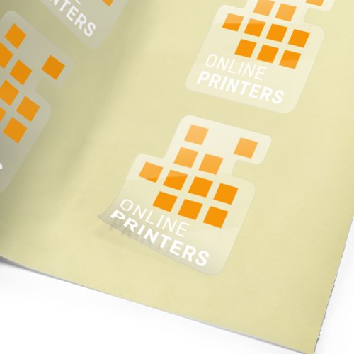 Étiquettes autocollantes transp., impr. du blanc, Entrée format libre chez  Onlineprinters